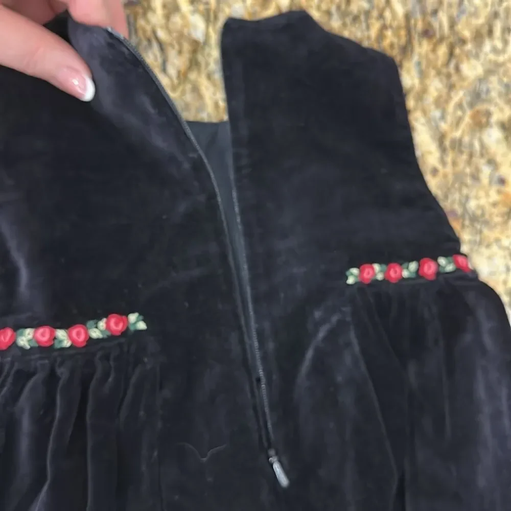 Gymboree Girls Velvet Holiday Dress With Embroidery Size 6-12 Mos